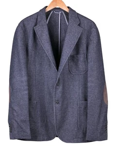 Blazer SAND Copenhagen Azul Gris Franela Moteada Parche Bolsillo Abrigo Sin Forro 48 58 - Imagen 1 de 13