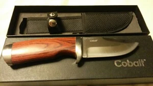 NEW Cobalt 8 inch 440 Stainless Steel Drop Point Knife with Fixed Wood Handle - Picture 1 of 5