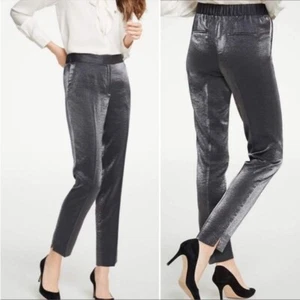 Neu mit Etikett Ann Taylor Damen-Knöchelhose silberfarben metallic Größe 8 - Bild 1 von 6