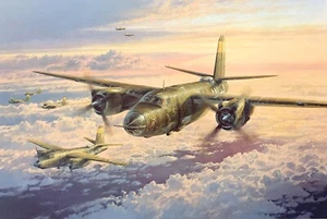 Maurader Mission by Robert Taylor aviation art signed by 3 B-26 Marauder pilots - Picture 1 of 2