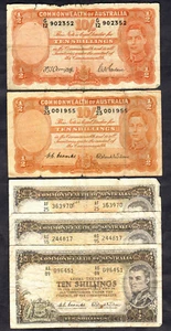 Australia R-13, 15, 17 x 3. 10/- : Armitage/McFarlane, Coombs/Wilson x 4 aVG-VG - Picture 1 of 4