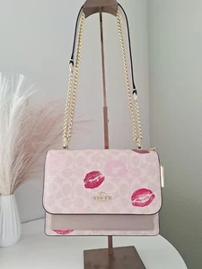 COACH Klare Crossbody Bag Signature Canvas With Lips Print CZ947 New Authentic - Picture 1 of 12