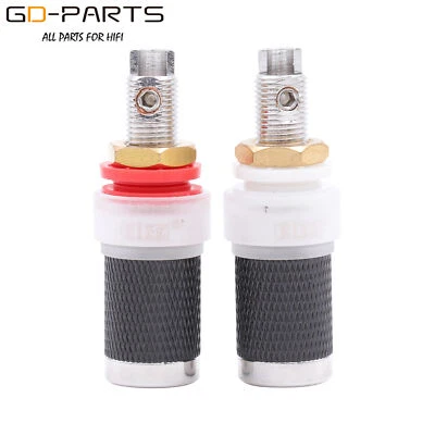 EIZZ Rhodium Tellurium Copper Speaker Binding Post AMP Banana Jack Hifi DIY 2PCS - Image 1 of 4