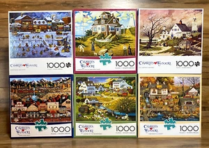 LOT OF 9 - CHARLES WYSOCKI - BUFFALO - 1000 PC PIECES JIGSAW PUZZLES - CW-E - Picture 1 of 12
