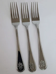Pfaltzgraff Yorktowne Stainless 3 Dinner Forks satin accent pitting spots - Picture 1 of 12