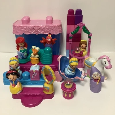Disney Princess Mega Bloks Lot Belle & Rose Cinderella Snow White & Mirror Ariel Foto 1 de 4