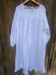 Adonna Nightgown 3X White Swiss Dot Cottagecore Ruffles Cotton NWOT Prairie - Picture 1 of 15