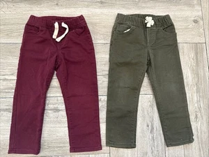 2 Pairs of Gap 3 Years Toddler Slim Denim Pants Olive Green & Burgundy - Picture 1 of 10