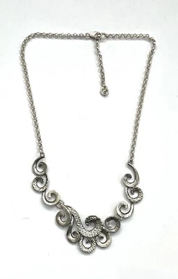 NWOT Or Paz Sterling Silver 925 Swirl Station Necklace 16”+2” Ext Israel PZ - Image 1 of 4