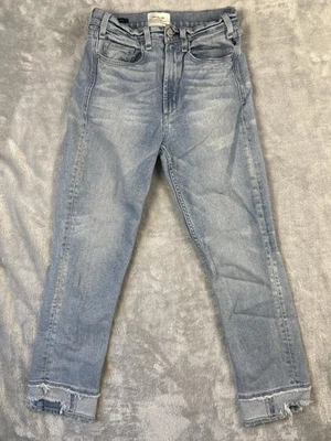 Jeans McGuire para mujer 27 lavado claro vintage ajustados tiro alto dobladillo crudo tobillo recortado Foto 1 de 4