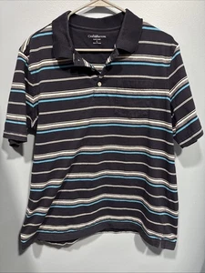 Croft & Barrow Performance Herren L Kurzarm Poloshirt blau/weiß gestreift - Bild 1 von 3