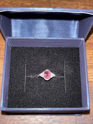 Pink Tourmaline 14K White Gold Bezel Set Ring *New Rhodium Plating & Sized* 6.75 - Image 1 of 4