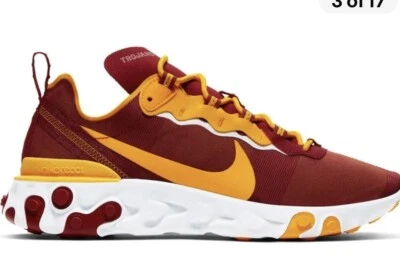 NEW Nike 2019 React Element 55 USC Trojans NCAA Sneakers CK4853-600 Sz US Men 14 - Image 1 of 4