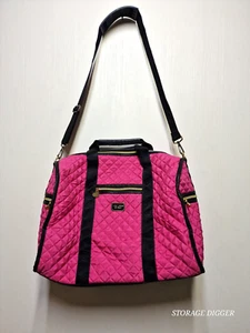 VTG Betsey Johnson Quilted Large Duffel Pink 100% Polyester Weekender Travel Bag - Picture 1 of 16