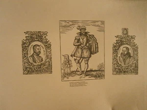 Planche gravure Moyen age 3 portraits Costeley Maillard St Didier 1560-1573 - Picture 1 of 1