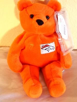 John Elway 7 Orange Salvino Bammers  Beanie Bean Bag Bear Mint Plush 8 1/2" - Image 1 of 4
