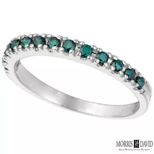 0,25 Karat Blau Diamant Stapelbares Ringband 14K Weißgold 2 mm Breite - Bild 1 von 3