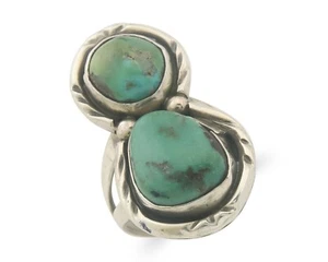 Vintage Navajo Ring 925 Sterling Authentic Turquoise Handmade Size 6.0 - Picture 1 of 7