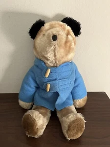 Vintage Eden Paddington Bear Plush Brown ~16" 2-Button Blue Wool Coat Black Ears - Picture 1 of 11