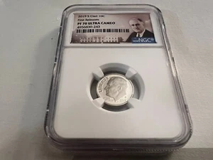 2019-S CLAD ROOSEVELT DIME FIRST RELEASE NGC PF70 U.C. "PORTRAIT LABEL" TOP POP - Picture 1 of 4