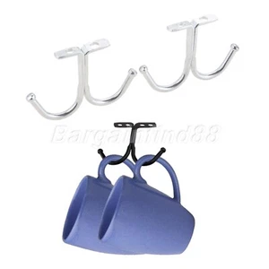 2X Strong Double Prong Ceiling Hook Towel Robe Coat Clothes Plants Hanger Holder - Picture 1 of 9