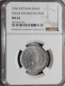 Vietnam 5 Hao 1946 Value Incused in Star NGC MS 62 - Picture 1 of 2