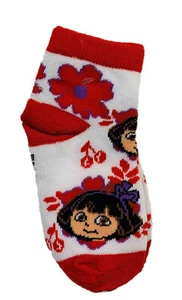 Dora the Explorer Sock ~ Size 6-7.5, Shoe Size 8-10 (Red Flowers) - Picture 1 of 1