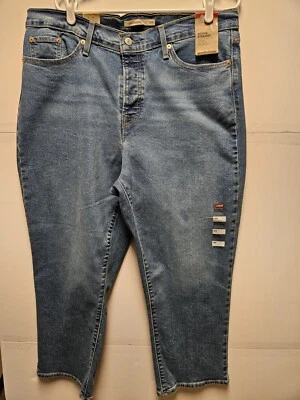 Levi's Wedgie Straight Stretch Button Fly Jeans Womens Plus Size 18W Ankle Crop  - Image 1 of 4