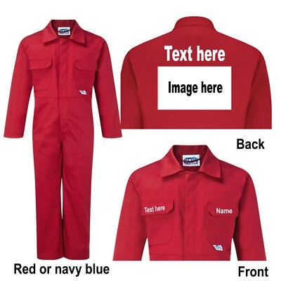 SHOP4BIKERS Kids children red or blue boiler suit overalls coveralls customise personalise