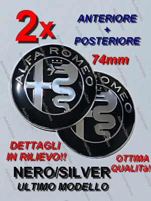 2 Stemma ALFA ROMEO GIULIETTA MITO 147 156 159 NERO Fregio Anteriore Posteriore - Immagine 1 di 4