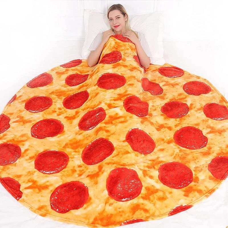 59in Pizza Nap Sofa Blanket,Double-sided Flannel Air Conditioning Warm Blanket - Image 1 of 4