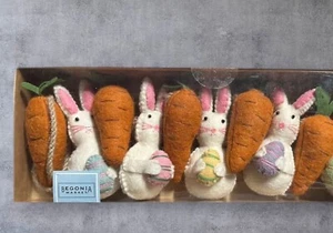 Spring Easter Wool Garland 6ft Felt  Wool Easter Rabbit, Carrots Eggs New - Picture 1 of 4
