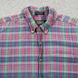 Members Only Shirt Men's XL Button Front Single Needle Tailoring Plaid Cotton - Picture 1 of 12