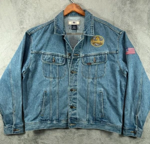 VTG LEE Rider 101 CROWN ROYAL DENIM Trucker JACKET Adult XL Stone Wash Distress - Picture 1 of 19