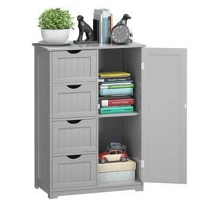 4 Drawer Bathroom Cabinet Storage Cupboard 2 Shelves Free Standing - Picture 1 of 2