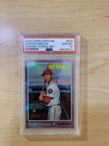 2019 Topps Heritage Carter Kieboom Chrome Purple Refractor PSA 10 #523 RC LowPop - Bild 1 von 6