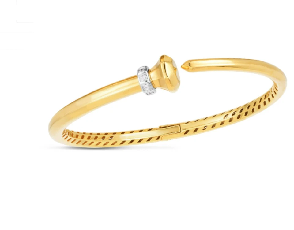 14K Yellow Gold Diamond Hardware Bangle - Image 1 of 1