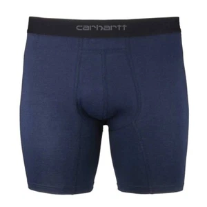 Carhartt Men's 8 Inch Cotton Boxer Brief - Navy, Size Small 2-Pack SM - Picture 1 of 5