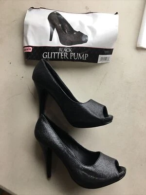 Halloween Black Glitter Pump Shoe adult size 9/10 - Imagem 1 de 4