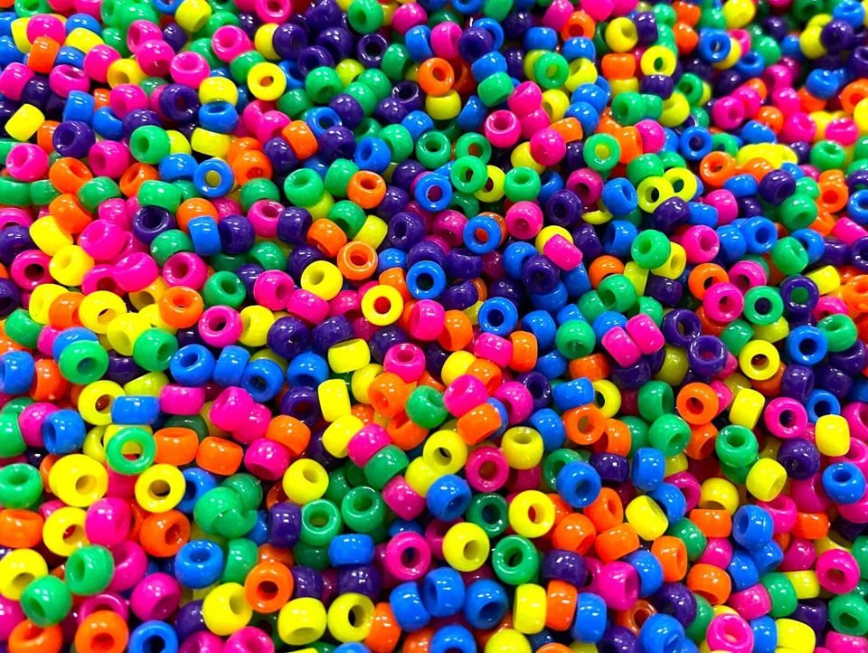 1000 x Small Mixed Colour Pony Beads Jewellery Making Craft Plastic bright - Image 1 of 1