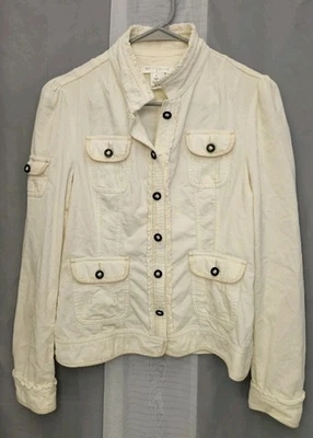 White House Black Market Corduroy Jacket White Sz 8 - Image 1 of 4