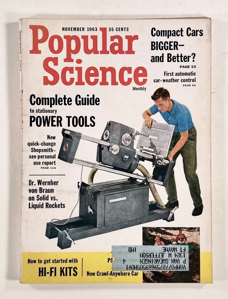 1963 Nov POPULAR SCIENCE World's Fair Rides ELECTRIC TYPEWRITER home microscopes - Image 1 of 4