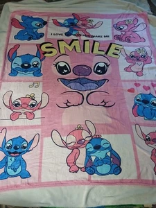 Disney Stitch & Angel Throw Blanket 50 x 60 New - Picture 1 of 4