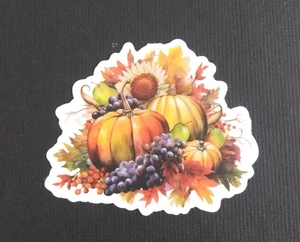Kürbisse Trauben & Blumen Blätter Herbst Erntedank Aufkleber 1,78" x 2,18" (X) - Bild 1 von 2