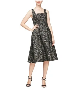 ALEX & EVE Womens Floral Square Neck A-line Dress - Picture 1 of 1
