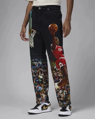 Calça jeans Nike Air Jordan Jumpman estampada sarja HF0045-010 masculina tamanho 30 - Imagem 1 de 4