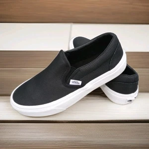 Vans perforiertes Leder Slipper Turnschuhe schwarz weiß Damengröße 7 Herrengröße 5,5 - Bild 1 von 13