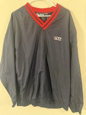 Vintage 90s FILA Pullover Windbreaker Jacket Large Navy Red White Rare - Image 1 of 4