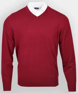 NEW Donald Ross MEDIUM 100% CASHMERE V-Neck Sweater Merlot Red - Picture 1 of 2