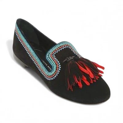 Mocasín de gamuza negro adornado con pedrería Giuseppe Zanotti Design Dalila 38/8 Foto 1 de 4